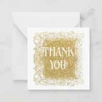 *~*  Gold Glitter THANK YOU  AP62 Flat Note Card