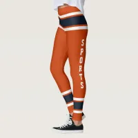 Orange Blue White Team Jersey Colors Love Sports Leggings