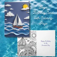 Sailboat and Sunshine | Birthday Color Page Card