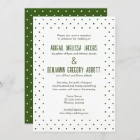 Elegant Green & White Polka-Dotted Reception Invitation