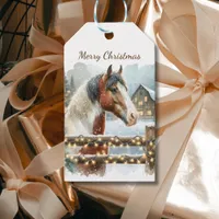 Brown and White Horse Country Christmas   Gift Tags