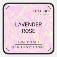 Chic Bold Modern Pink Holographic Soy Candle Label