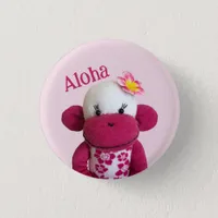 Aloha Sock Monkey Button