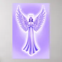 Purple Guardian Angel With Sparkly Wings Poster