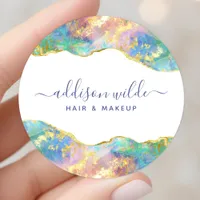 Chic Fire Opal Rainbow Gemstone Business Classic Round Sticker