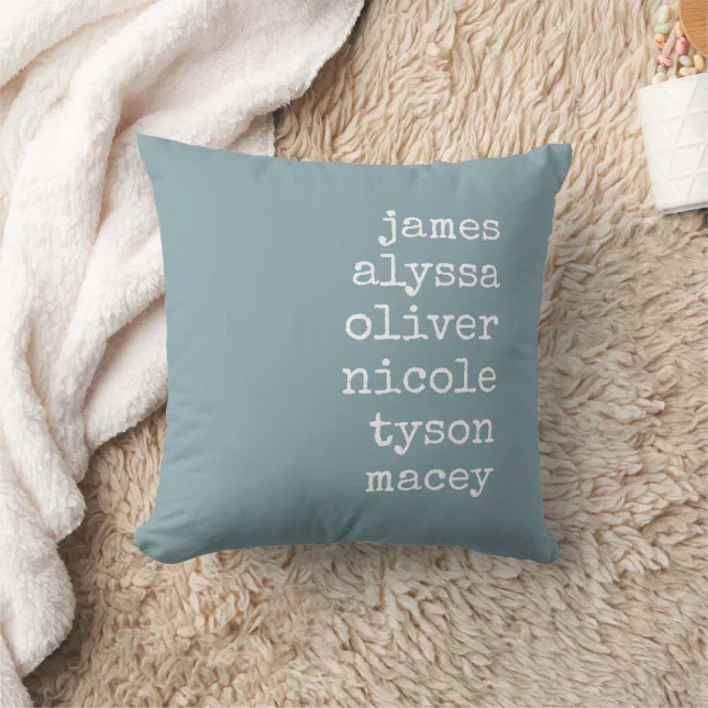 Classic Kids Names | Personalized Family Names Throw Pillow