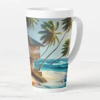 Pretty Log Cabin Beach House   Latte Mug