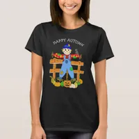 Happy Autumn Halloween Scarecrow and Pumpkins T-Shirt