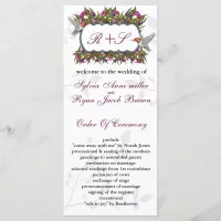 MONOGRAM humming birds Wedding program