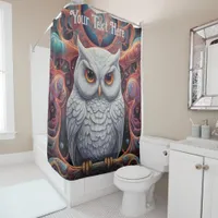 Cosmic Owl: Vibrant Wisdom Shower Curtain