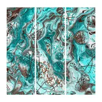 Teal and Black Marble Fluid Art