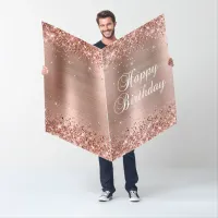 Rose Gold Glitter and Foil Happy Birthday Card