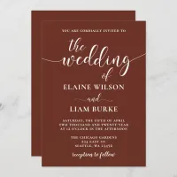 Red Terracotta Rustic Burnt Clay Earthy Wedding Invitation