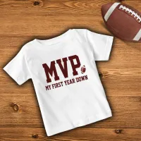 First Year Down Football MVP Birthday Boy Baby T-Shirt