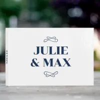 Personalized Navy Flourish Wedding Guest Book