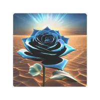 Blue Metallic Desert Rose Metal Print