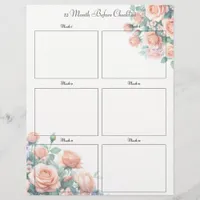 Wedding Bridal Monthly Countdown Planner Page