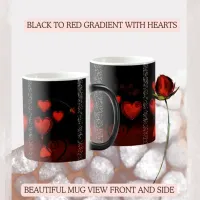 Black with Red Hearts  Magic Mug