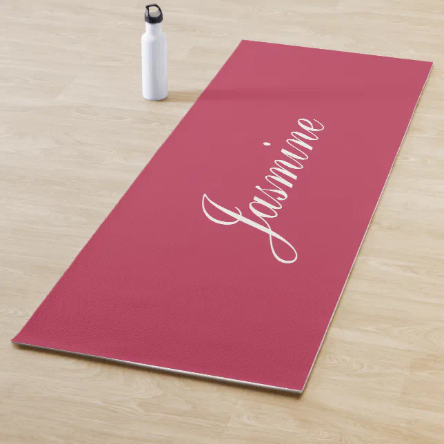 Elegant Cherry Magenta Personalized Name Yoga Mat