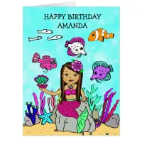 Jumbo Mermaid And Sea Creatures Birthday Card