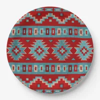 Southwest Mesas Turquoise & Red Geometric Paper Plates