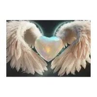 *~*  Heart White Angel Wings AP78 Opal  Acrylic Print