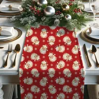 Red Vintage Retro Santa Claus Christmas Short Table Runner