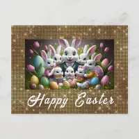 *~* TV1 Happy EasterBunny  Flowers Eggs Postcard