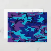 Camouflage Dark Blue & Purple Pattern Postcard