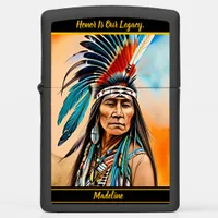 Native Pattern Composition Headdress Zippo Lighter