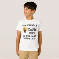 I Am Capable Because I Go To School Name White Kid T-Shirt