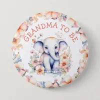 Baby Elephant Girl's Baby Shower Grandma to Be Button