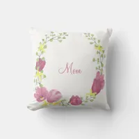 Pink Floral Wreath | Mom Throw Pillow