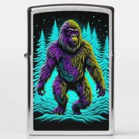 Sasquatch Bigfoot in Teal and Black Zippo Lighter