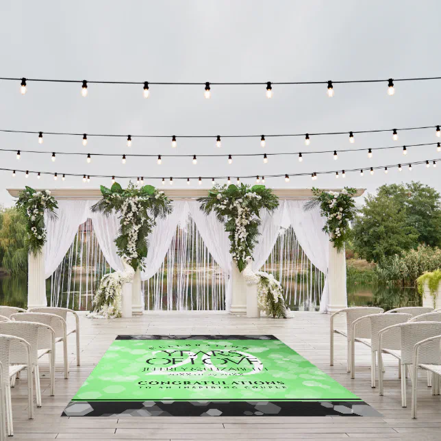 Elegant 20th Emerald Wedding Anniversary Outdoor Rug