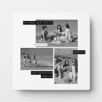 Best Friends 3 Photos Collage Modern Black & White Plaque