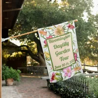 Garden Event Daylilys Floral Design Customizable House Flag