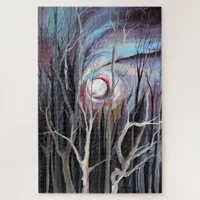 Cold Winter Night with Full Moon Painting   Jigsaw Puzzle