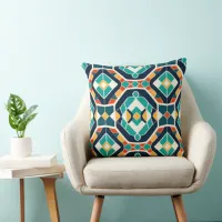 Mosaic Inspired Mid-century Style Geometric Patter Throw Pillow