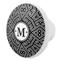 Geometric Pattern Monogram Black and White ID149 Ceramic Knob