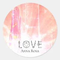 *~* Love Blushing Pink Energy Healing Hand Rays Classic Round Sticker