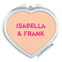 Peach Conversation Heart Compact Mirror