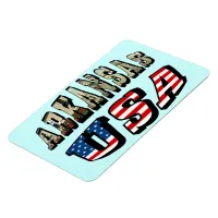 Arkansas Picture and USA Flag Text Magnet