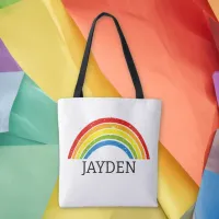 Cute Rainbow Themed Personalized  Tote Bag