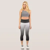 Black Ombre Gradient Faded   Capri Leggings