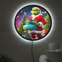 The Grinch celebrating Christmas with presents LED Sign