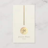 Modern Creamy White & Gold Monogram Social Media Business Card