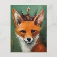 Fairytale Fantasy Red Fox in a Crown Postcard