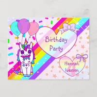 Pretty Unicorn with Butterfly, Rainbow, Sprinkles Postcard