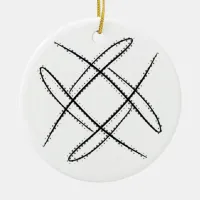 Black and White #15 Criss Cross Doodle Ceramic Ornament